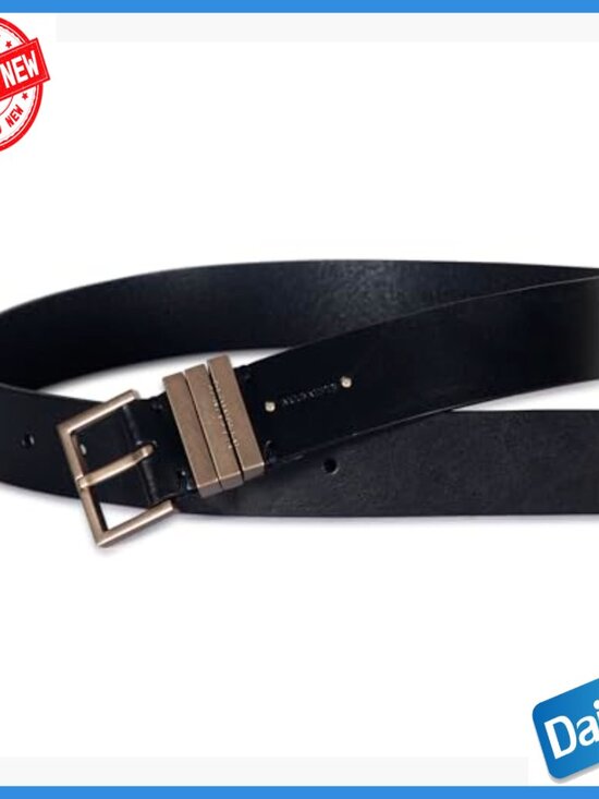 Adjustable Leather Belt with Metal Keeper, Classic 1.5 Inch Width